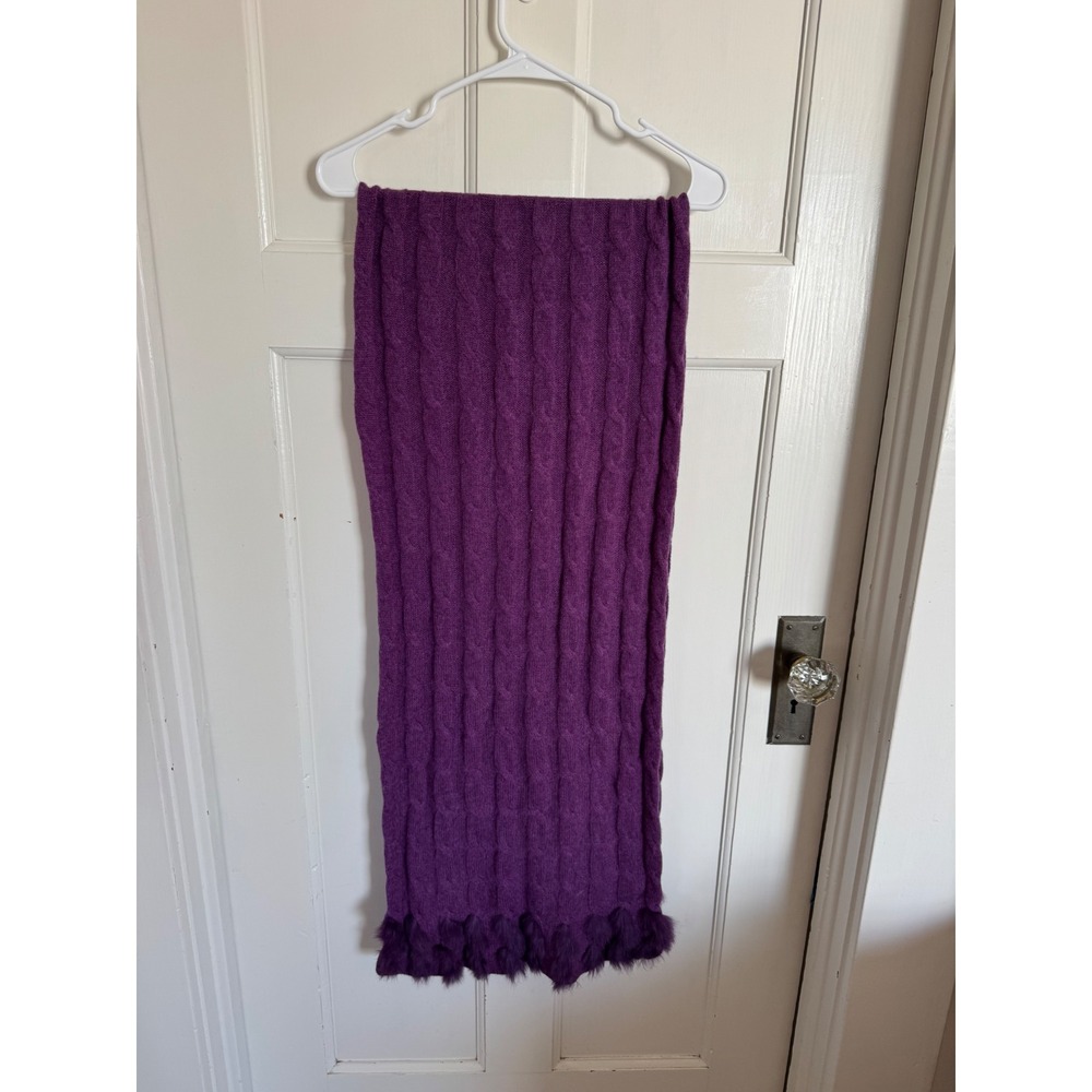 Qi Cashmere purple faux fur trim cashmere